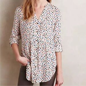 Maeve Anthropologie Calia Pintuck Long Sleeve Blouse sz 4
